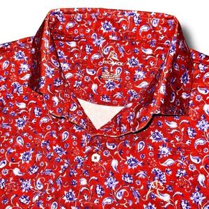 Rare RHOBACK Polo Shirt Men Large Paisley Golf Performance Stretch S/S